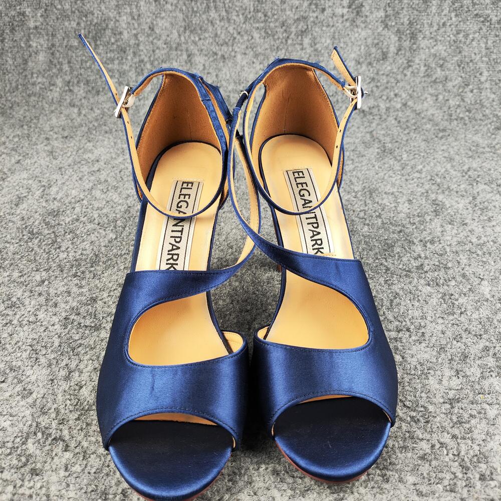 ElegantPark Sandals Womens Size 7.5 Blue Strappy Ankle Strap Heels Stiletto